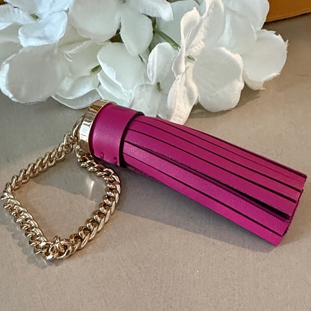 Michael Kors Fuchsia and Gold Chain Tassel